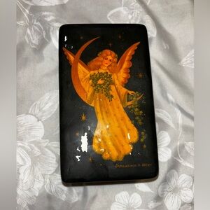 Vintage Black and Gold Angel Decorative Box